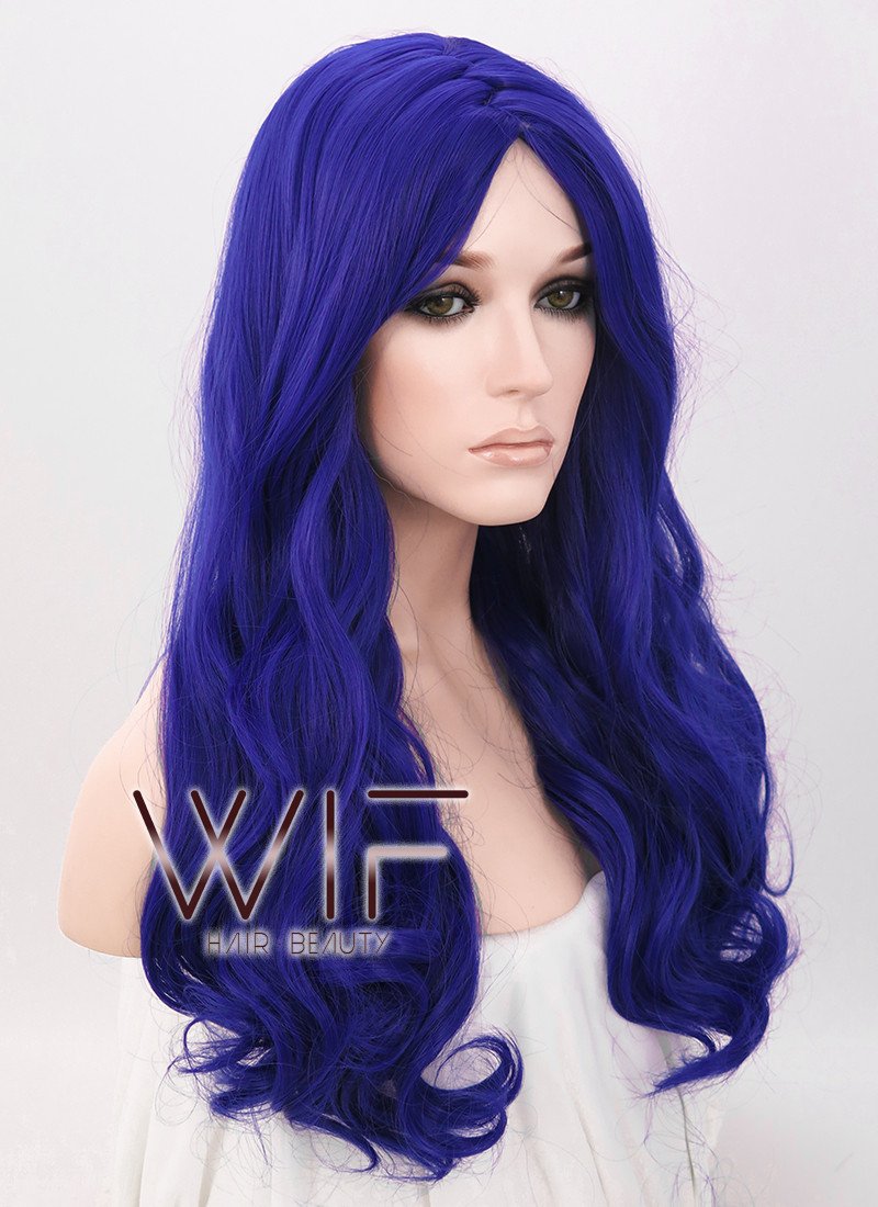 21" Long Curly Royal Blue Fashion Synthetic Hair Wig WIG093