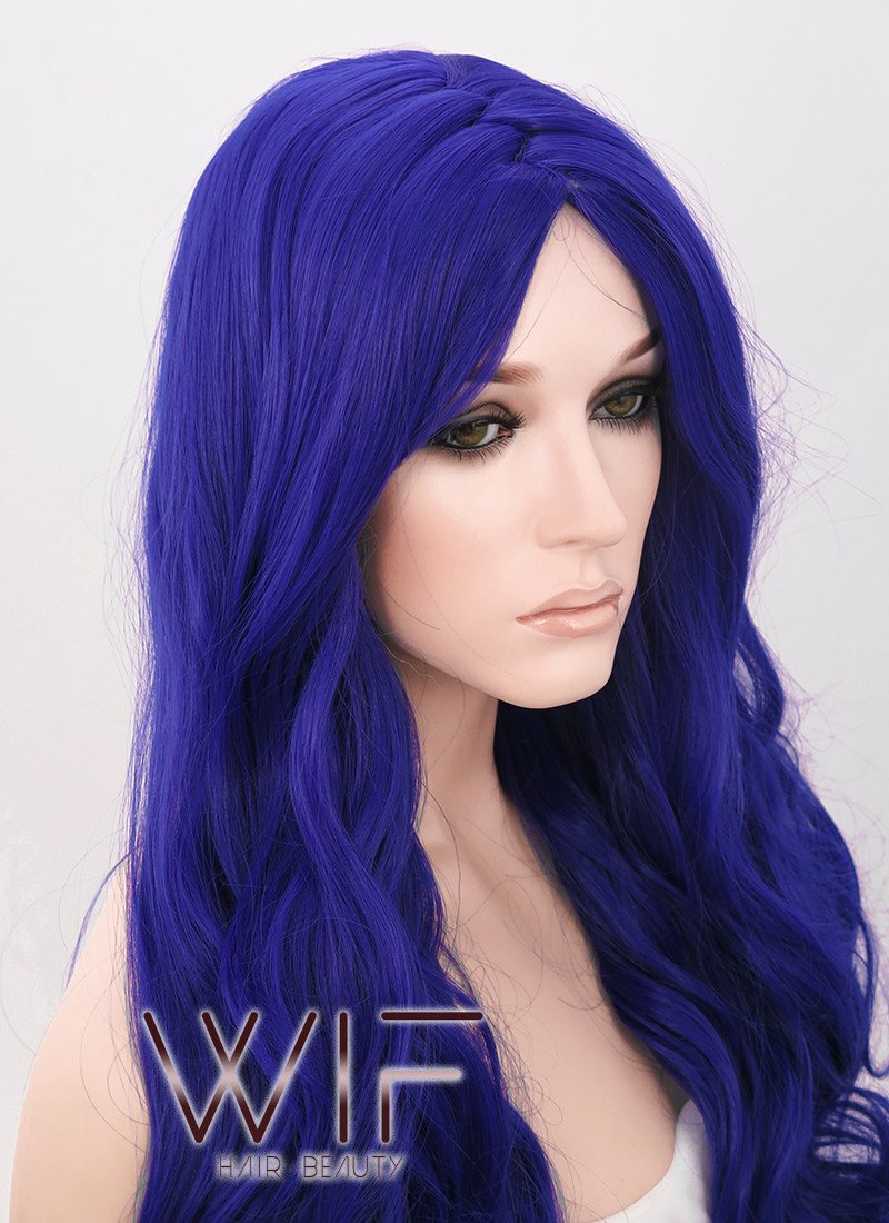 21" Long Curly Royal Blue Fashion Synthetic Hair Wig WIG093