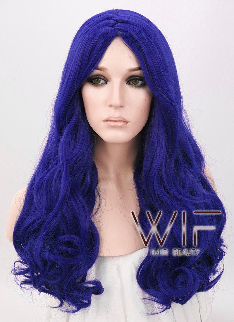 21" Long Curly Royal Blue Fashion Synthetic Hair Wig WIG093