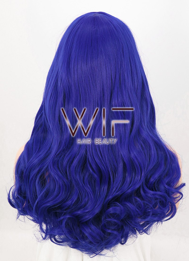 21" Long Curly Royal Blue Fashion Synthetic Hair Wig WIG093