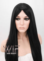 24" Long Straight Black Fashion Synthetic Hair Wig WIG094