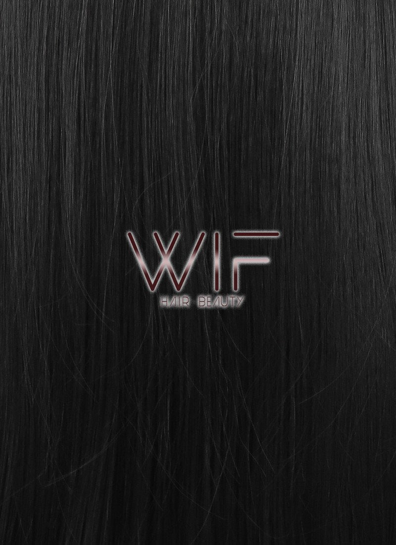 24" Long Straight Black Fashion Synthetic Hair Wig WIG094