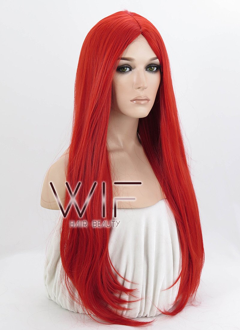 24" Straight Red Synthetic Wig WIG096