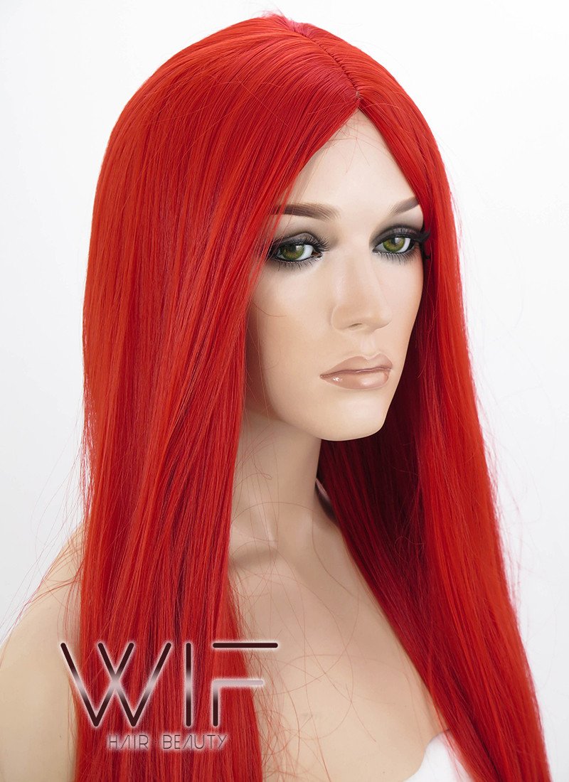24" Straight Red Synthetic Wig WIG096