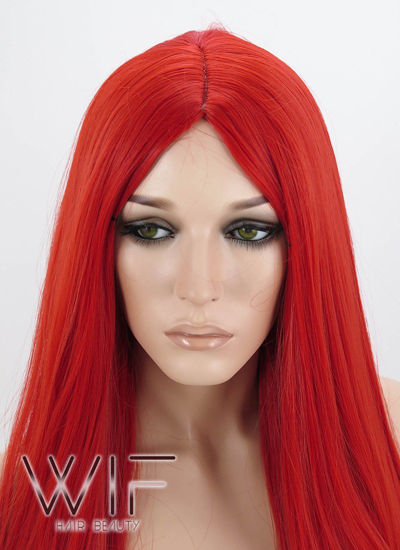24" Straight Red Synthetic Wig WIG096