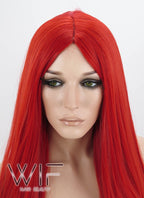 24" Straight Red Synthetic Wig WIG096