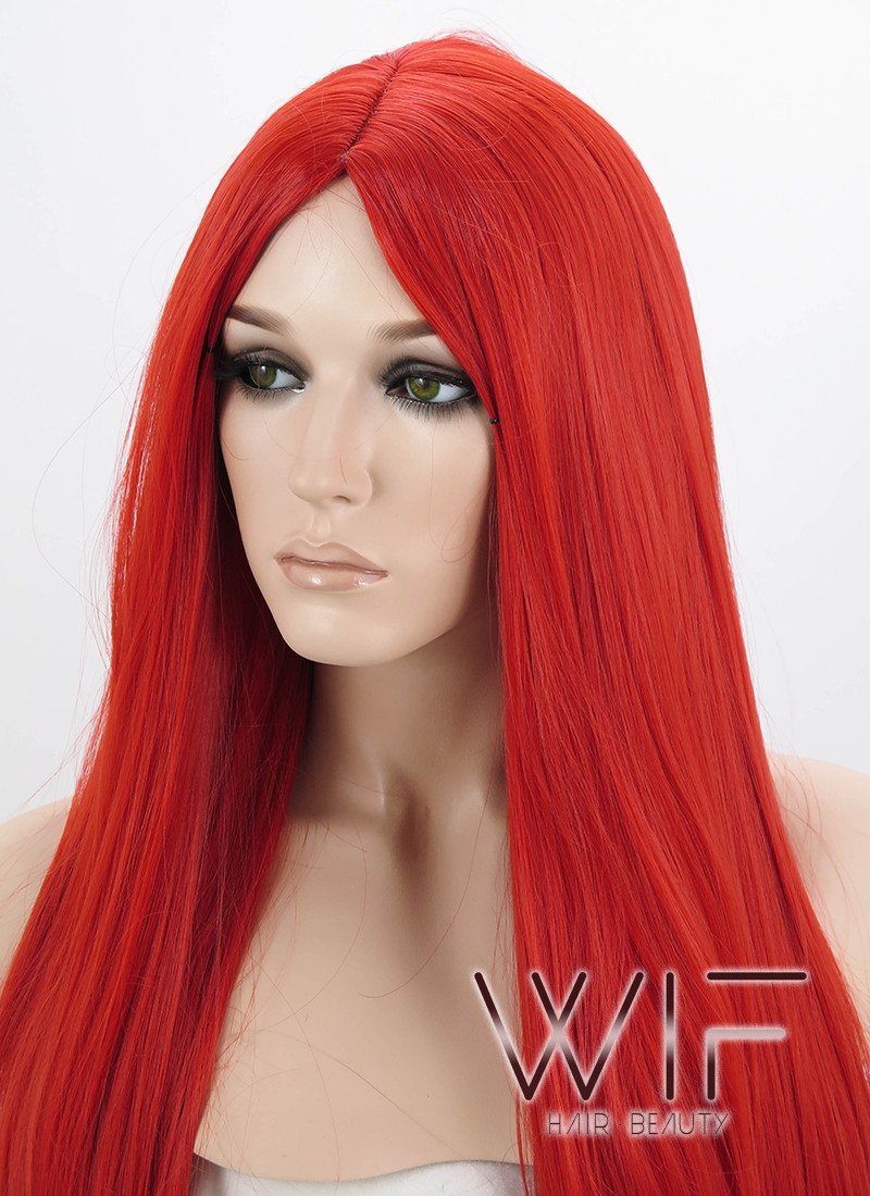 24" Straight Red Synthetic Wig WIG096