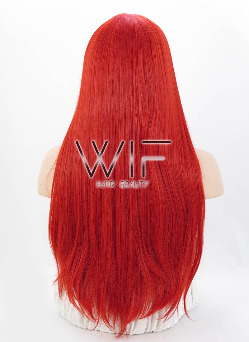 24" Straight Red Synthetic Wig WIG096