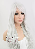 Heat Resistant Long Curly Silver White Fashion Hair Wig