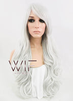 Heat Resistant Long Curly Silver White Fashion Hair Wig