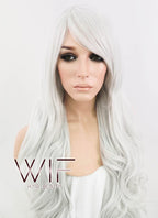 Heat Resistant Long Curly Silver White Fashion Hair Wig