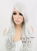 Heat Resistant Long Curly Silver White Fashion Hair Wig