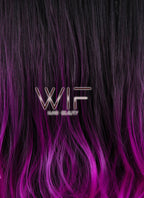 26" Long Curly Wavy Black Mixed Purple Fashion Synthetic Hair Wig WIG147