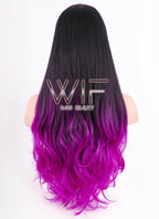 26" Long Curly Wavy Black Mixed Purple Fashion Synthetic Hair Wig WIG147