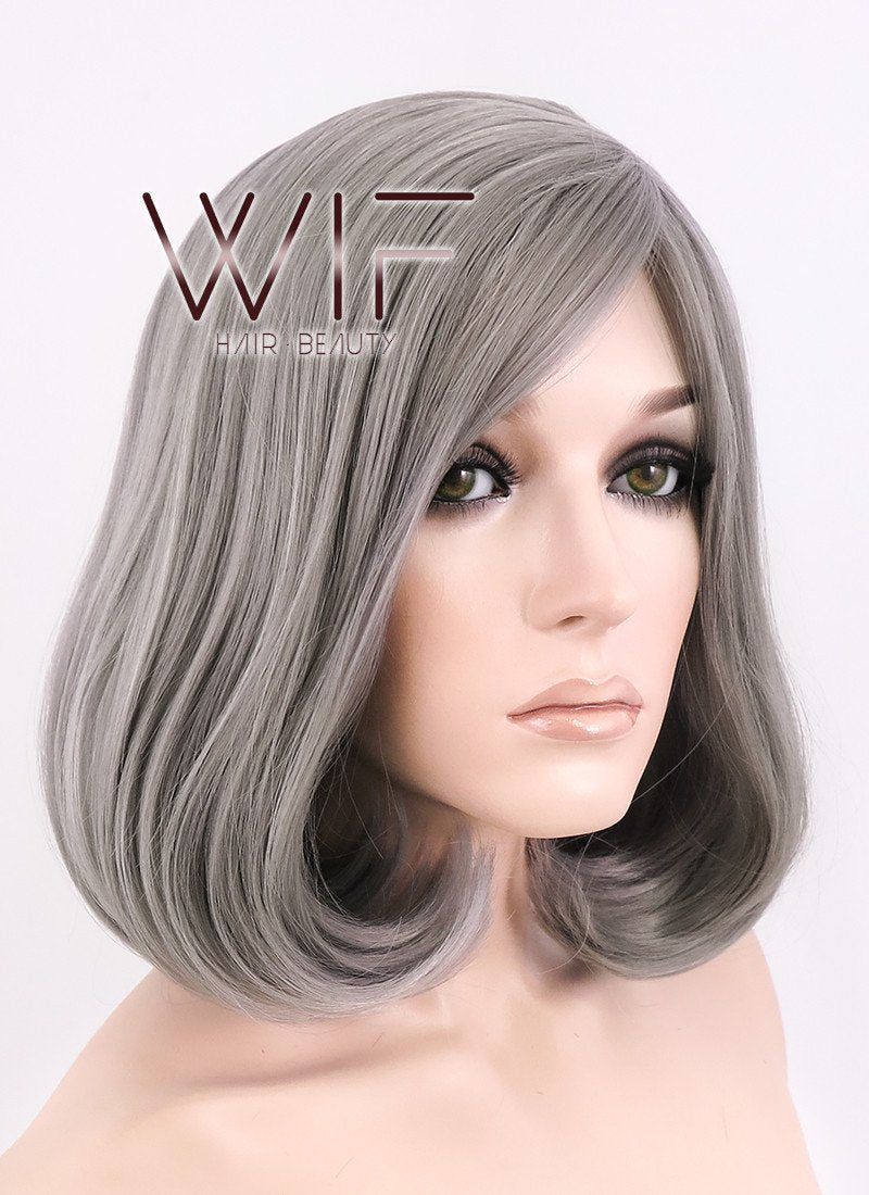 14" Medium Wavy Grey Fashion Synthetic Hair Wig WIG149