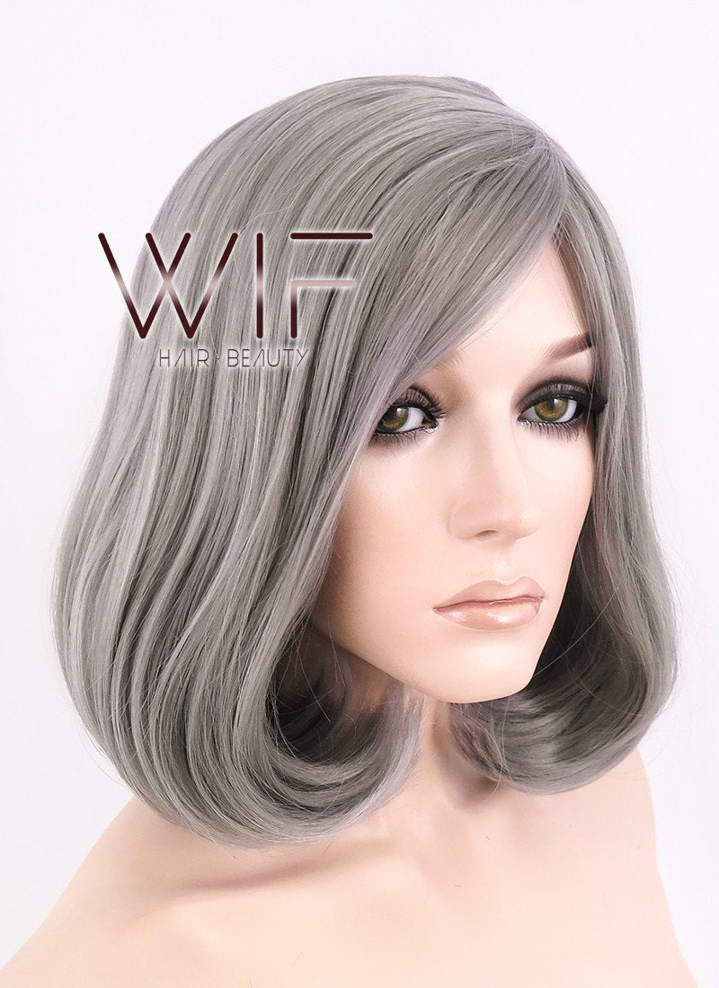 14" Medium Wavy Grey Fashion Synthetic Hair Wig WIG149