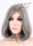14" Medium Wavy Grey Fashion Synthetic Hair Wig WIG149