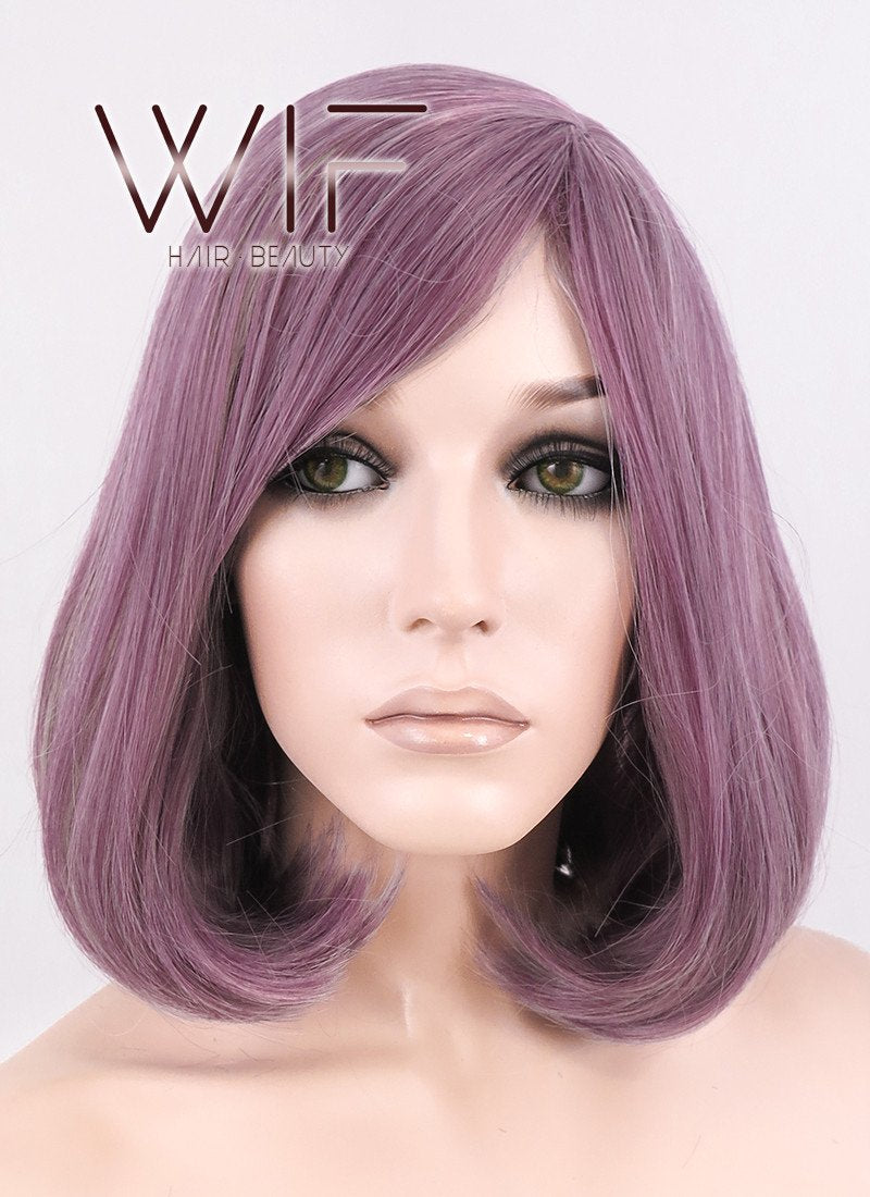14" Medium Wavy Burgundy Mixed Blonde Fashion Synthetic Hair Wig WIG150