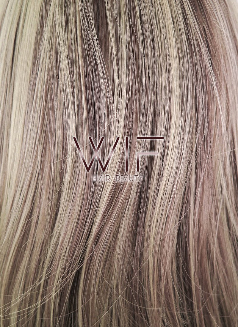 14" Medium Wavy Brown Mixed Blonde Fashion Synthetic Hair Wig WIG152