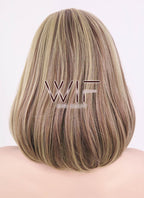 14" Medium Wavy Brown Mixed Blonde Fashion Synthetic Hair Wig WIG152