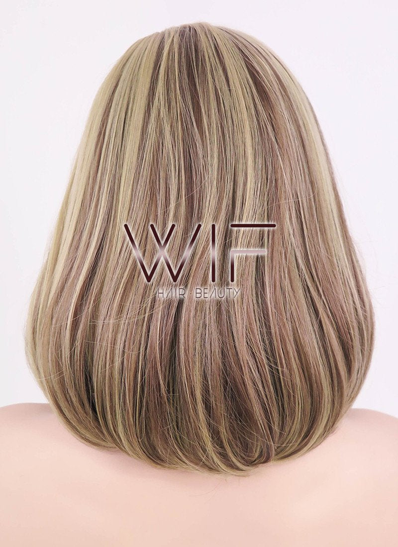 14" Medium Wavy Brown Mixed Blonde Fashion Synthetic Hair Wig WIG152