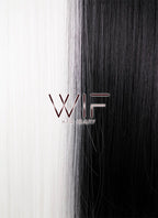 24" Long Straight Black Mixed White Fashion Synthetic Hair Wig WIG159