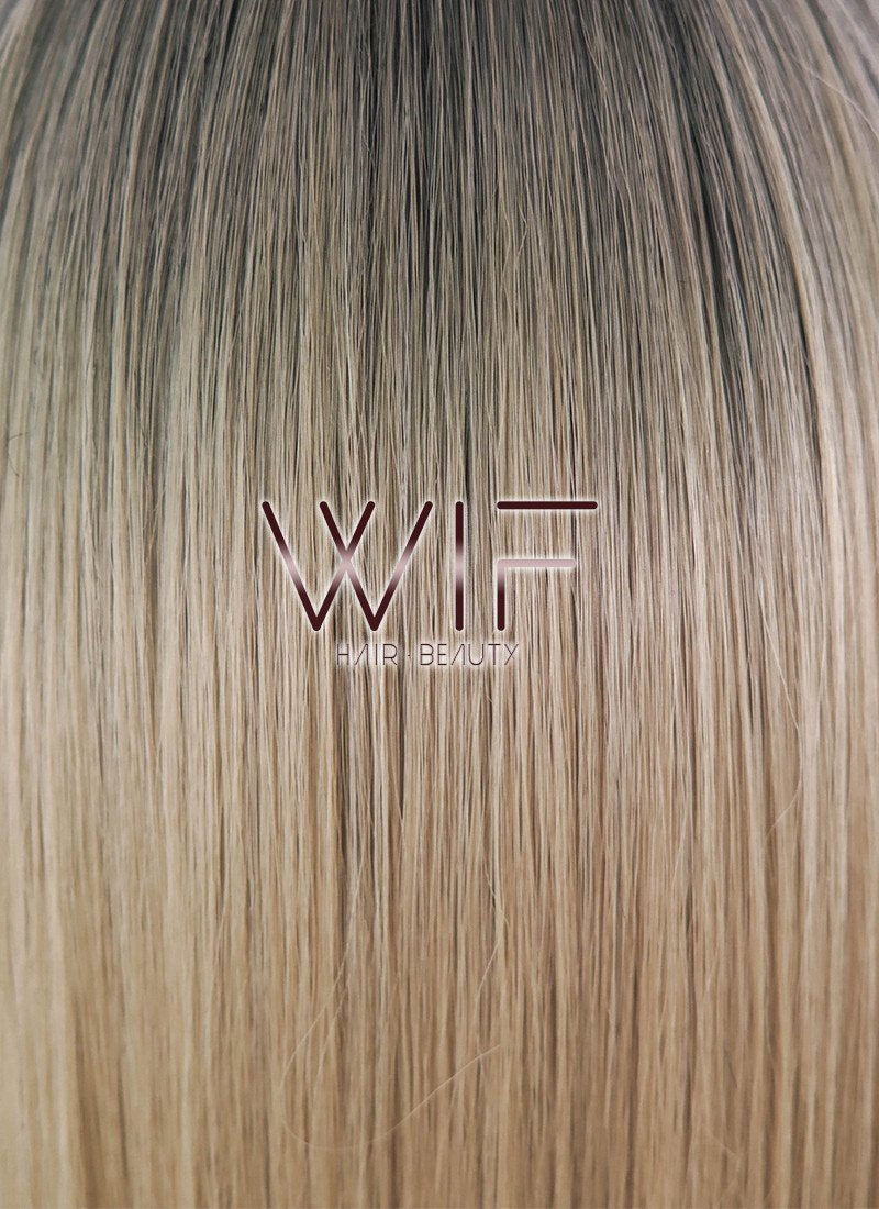 27" Long Curly Medium Ash Blonde With Dark Roots Fashion Synthetic Hair Wig WIG164