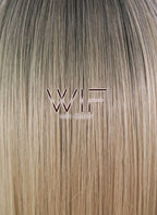 27" Long Curly Medium Ash Blonde With Dark Roots Fashion Synthetic Hair Wig WIG164