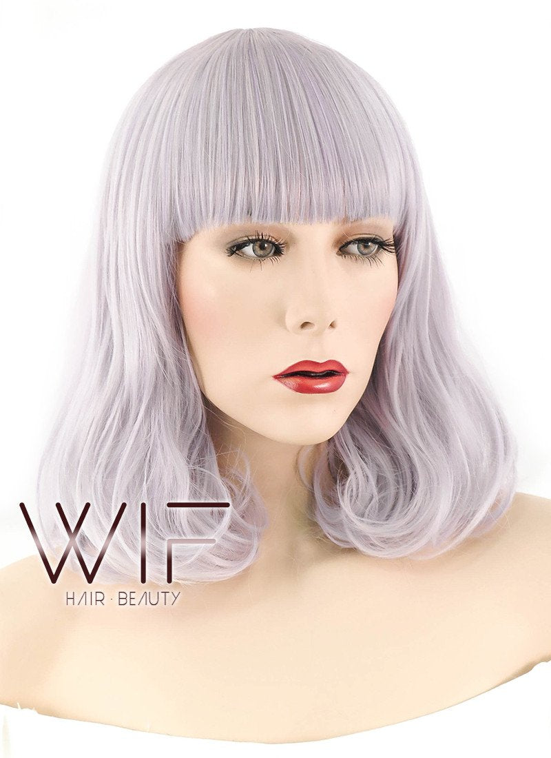 12" Short Curly Light Ash Purple Fashion Synthetic Hair Wig WIG188