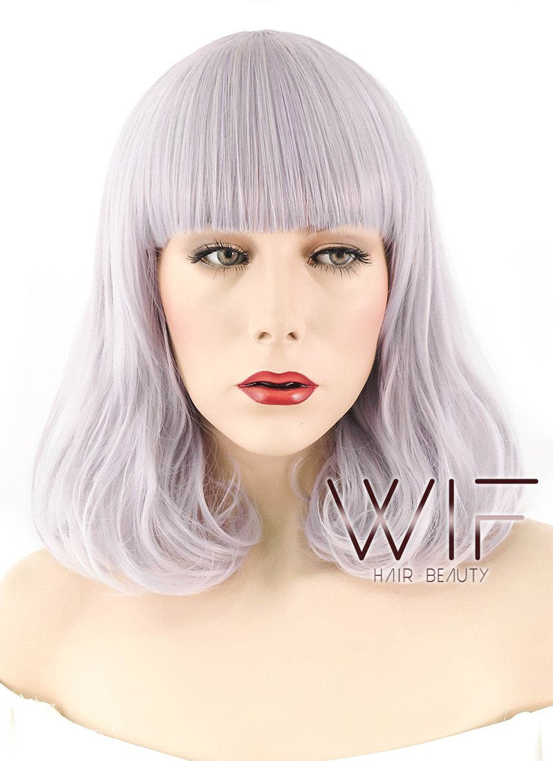 12" Short Curly Light Ash Purple Fashion Synthetic Hair Wig WIG188