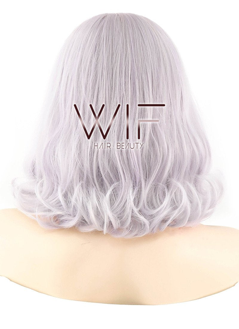 12" Short Curly Light Ash Purple Fashion Synthetic Hair Wig WIG188