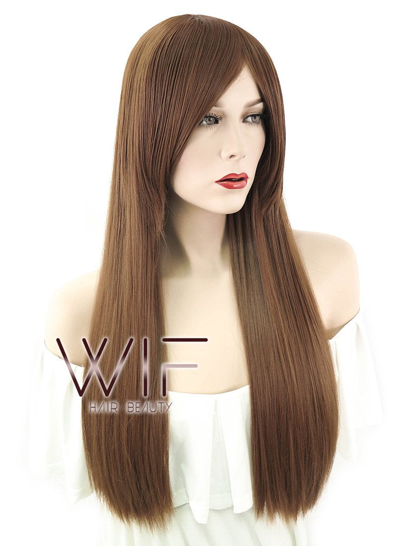 Heat Resistant Long Straight Brown Fashion Synthetic Wig WIG078