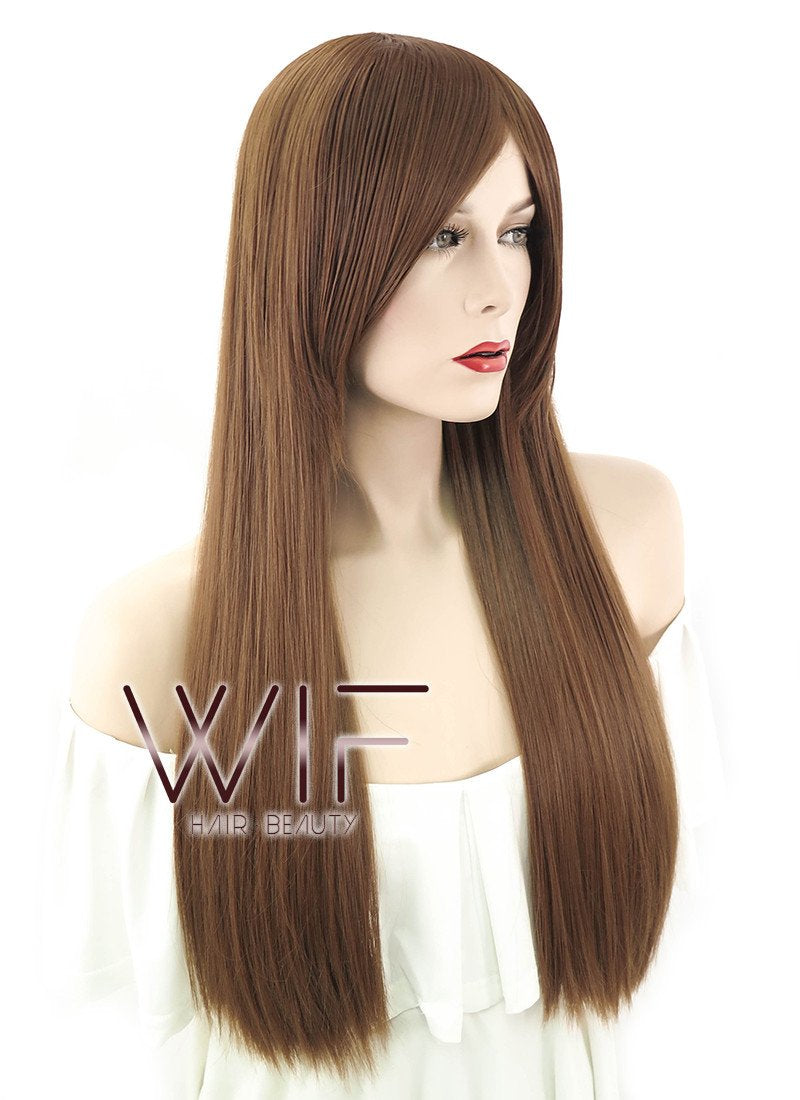 Heat Resistant Long Straight Brown Fashion Synthetic Wig WIG078