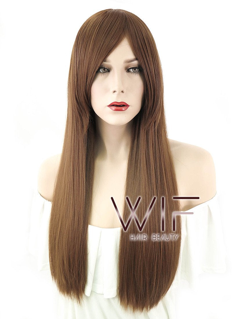 Heat Resistant Long Straight Brown Fashion Synthetic Wig WIG078