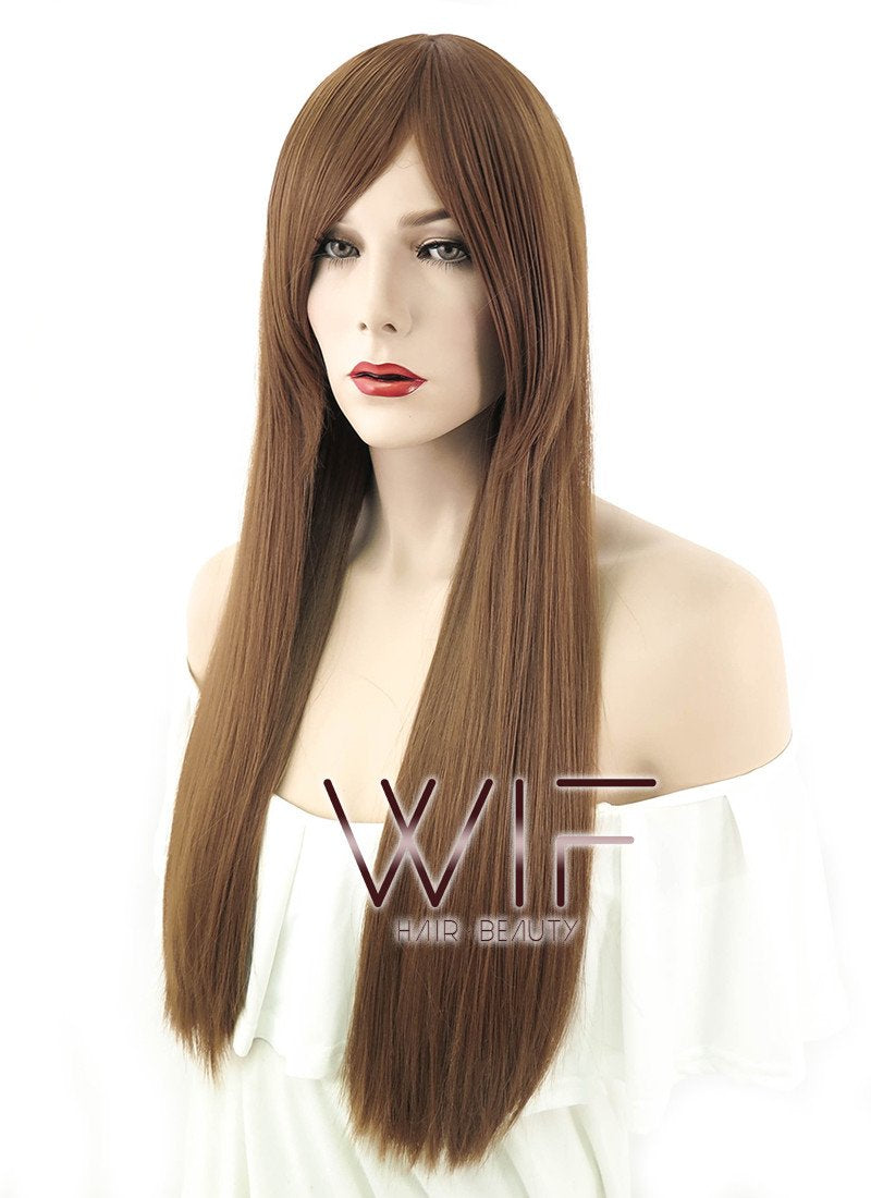 Heat Resistant Long Straight Brown Fashion Synthetic Wig WIG078