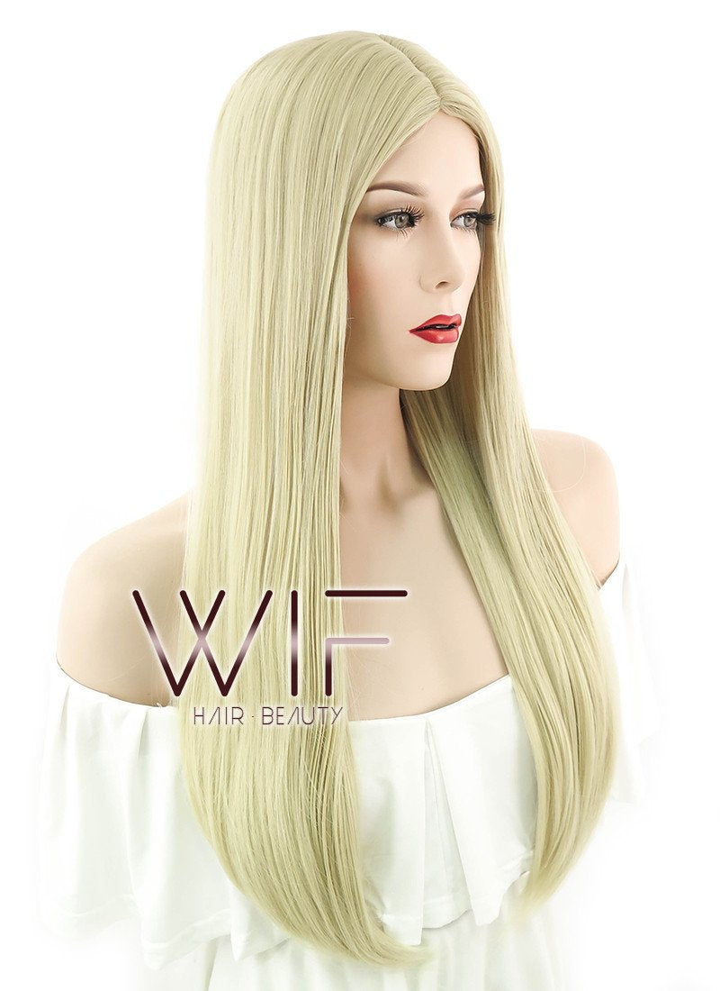 24" Straight Light Blonde Synthetic Wig WIG095