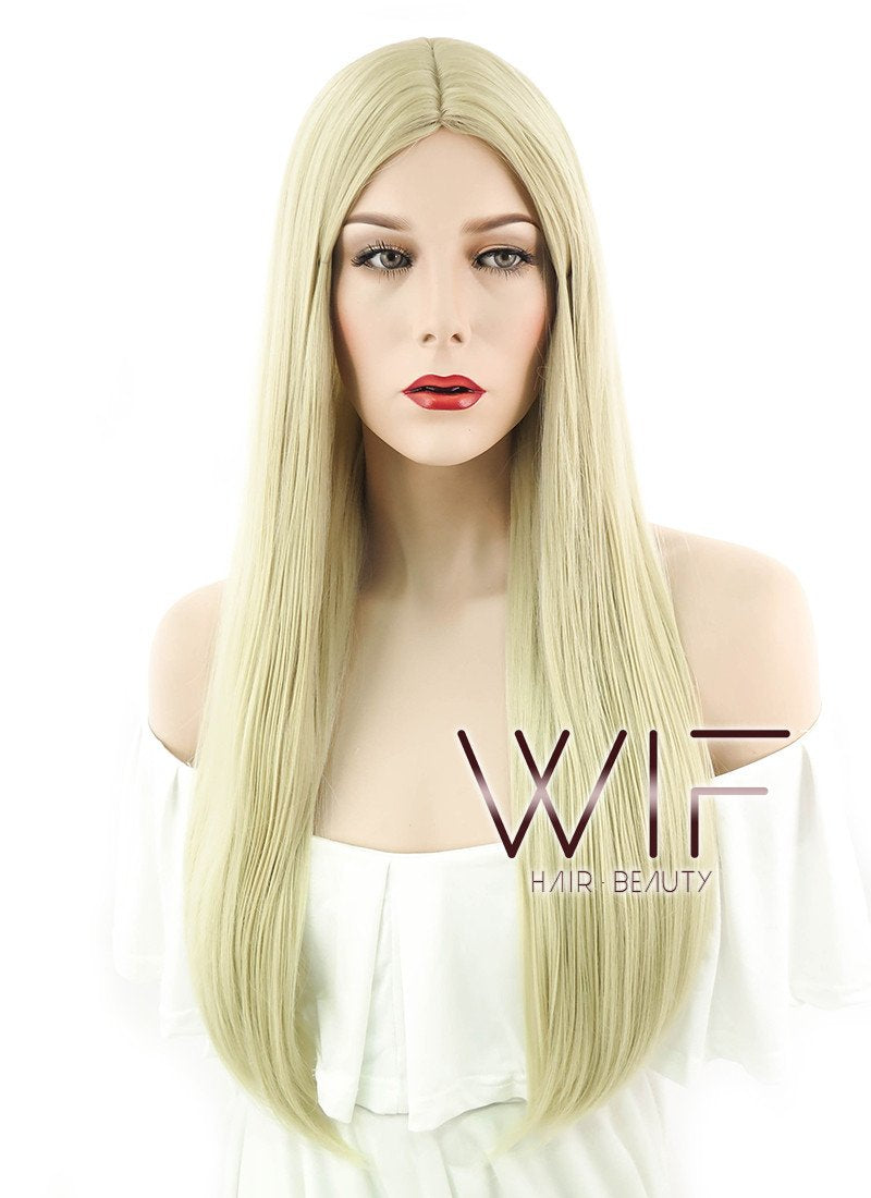 24" Straight Light Blonde Synthetic Wig WIG095