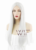 24" Straight Silver Grey Synthetic Wig WIG097