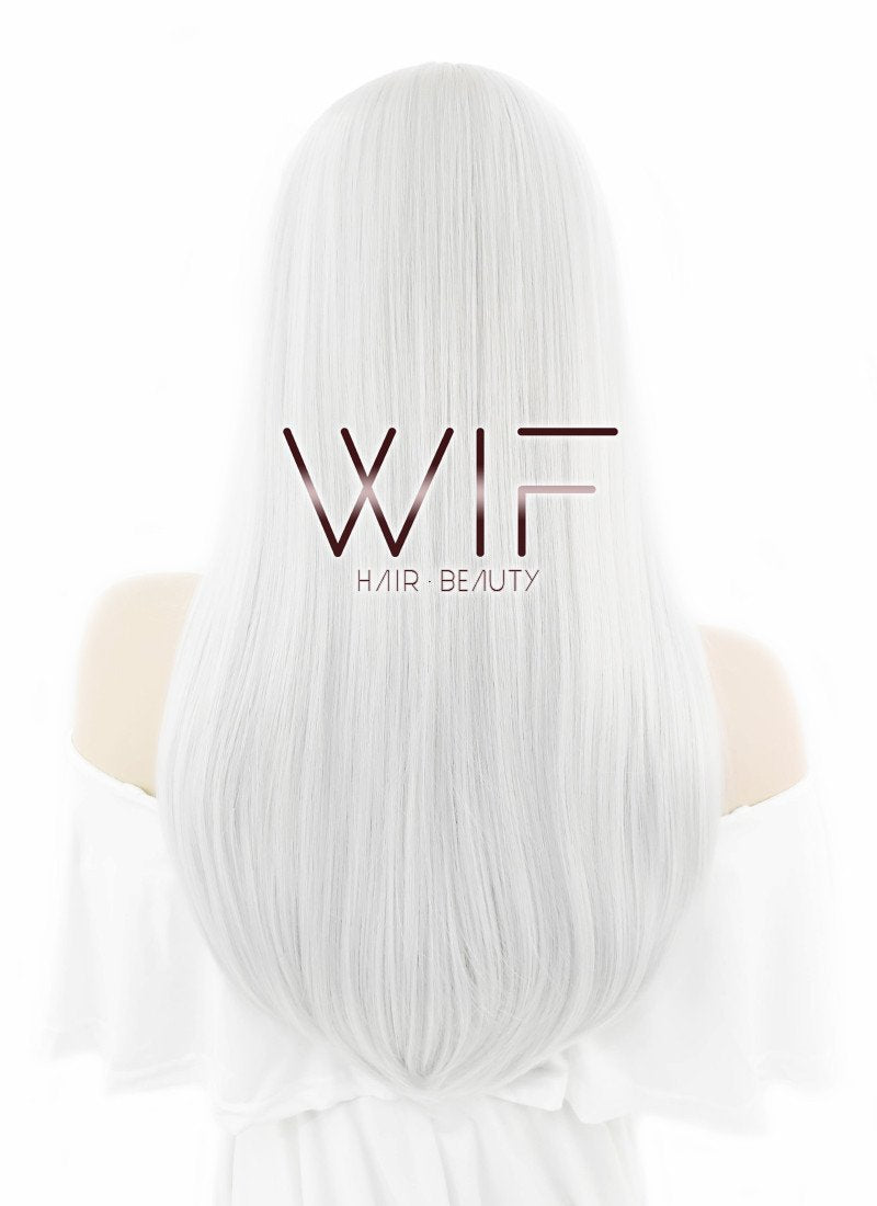 24" Straight Silver Grey Synthetic Wig WIG097