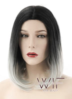 14" Straight Black Grey Ombre Synthetic Wig WIG101