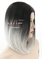 14" Straight Black Grey Ombre Synthetic Wig WIG101