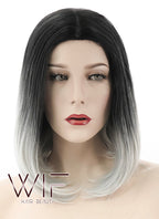 14" Straight Black Grey Ombre Synthetic Wig WIG101