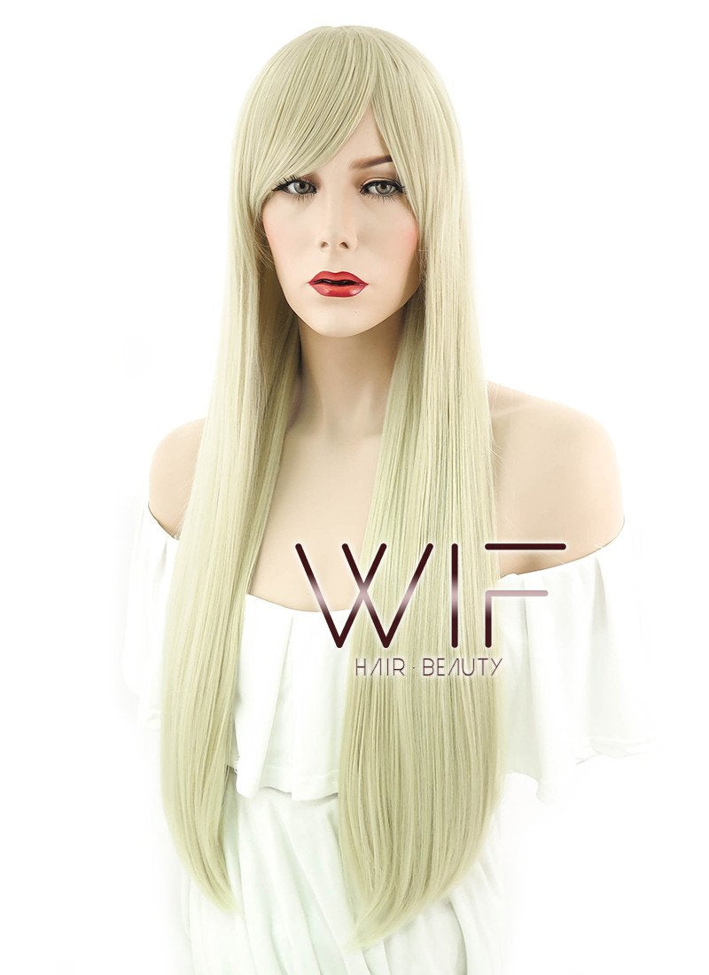 29" Long Straight Blonde Fashion Synthetic Hair Wig WIG114