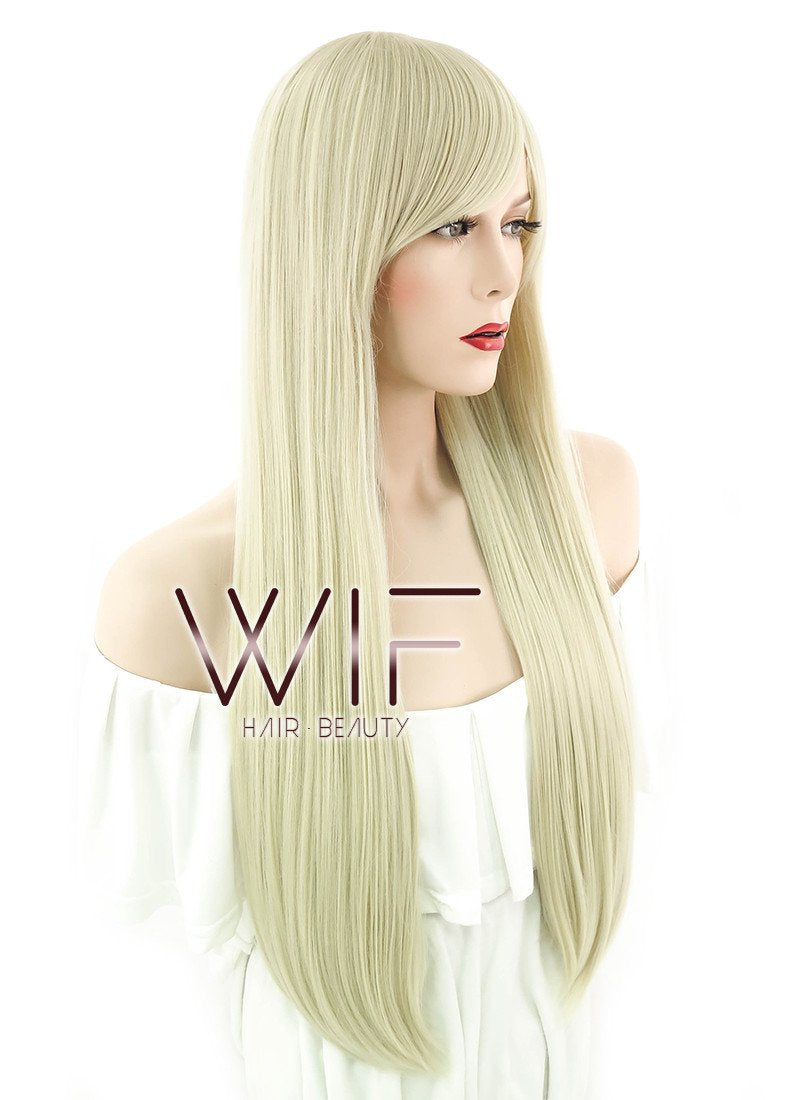 29" Long Straight Blonde Fashion Synthetic Hair Wig WIG114
