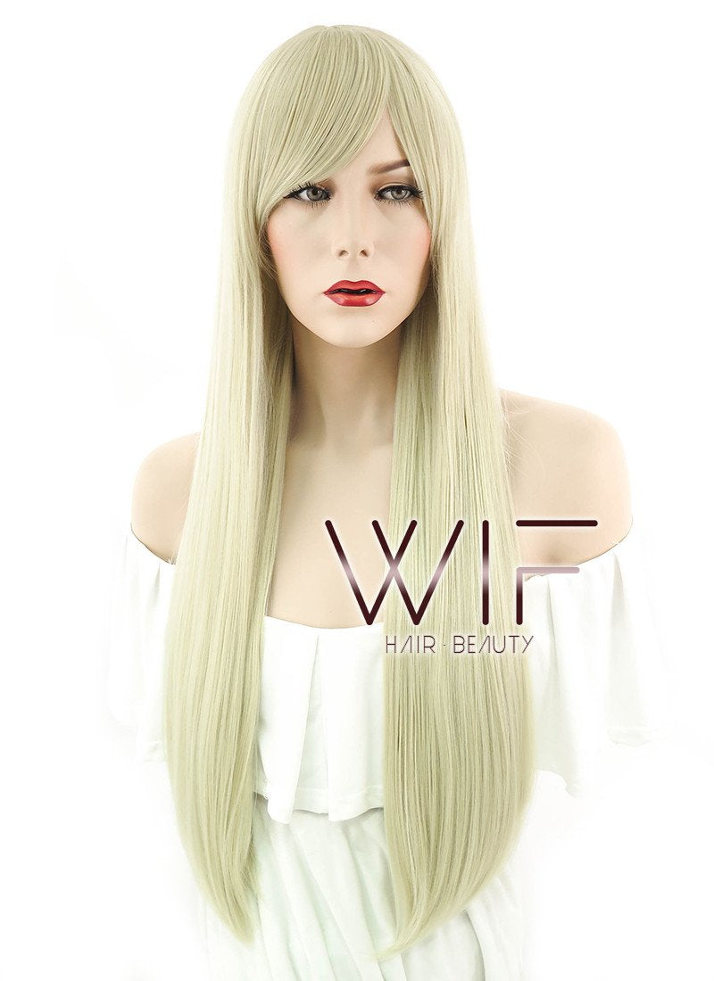 29" Long Straight Blonde Fashion Synthetic Hair Wig WIG114