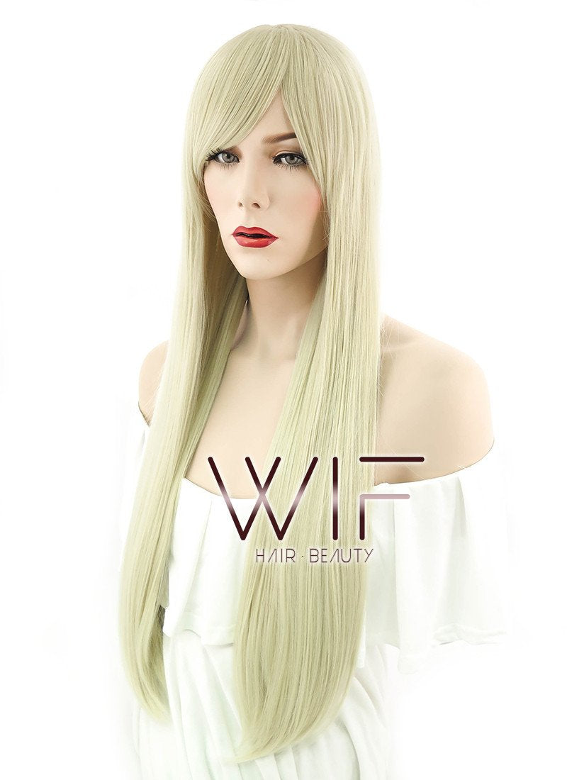 29" Long Straight Blonde Fashion Synthetic Hair Wig WIG114