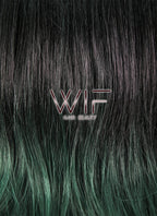 17" Medium Wavy Black Dark Green Ombre Synthetic Wig WIG156