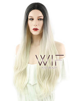 26" Wavy Light Blonde With Dark Roots Synthetic Wig WIG163