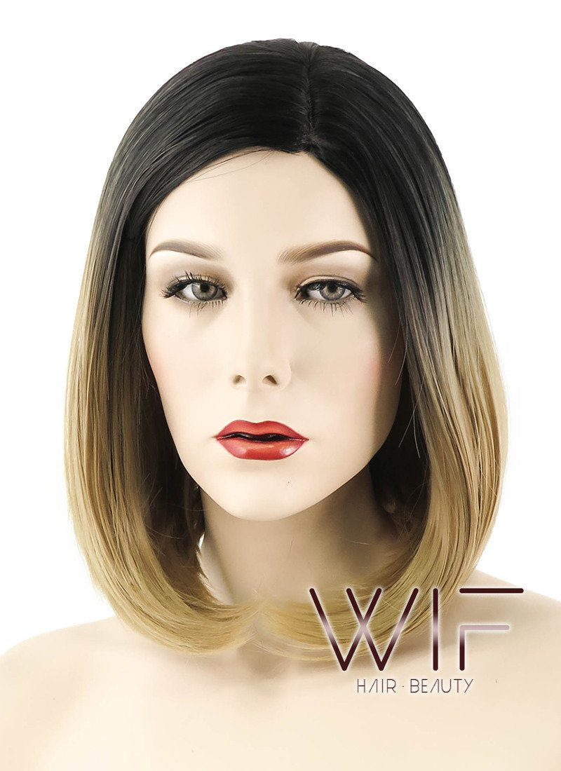 14" Straight Medium Blonde With Dark Roots Synthetic Wig WIG165