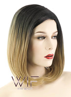 14" Straight Medium Blonde With Dark Roots Synthetic Wig WIG165